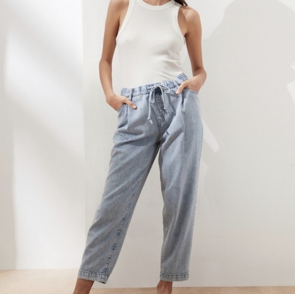 Banana Republic Barrel Jeans Stretch Waist Drawstring
